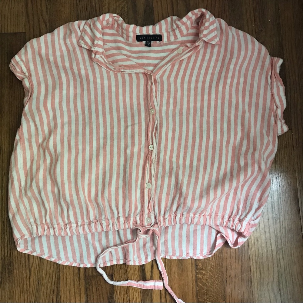 Sanctuary Pink and Whit Stripe Shirt